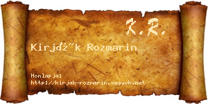 Kirják Rozmarin névjegykártya